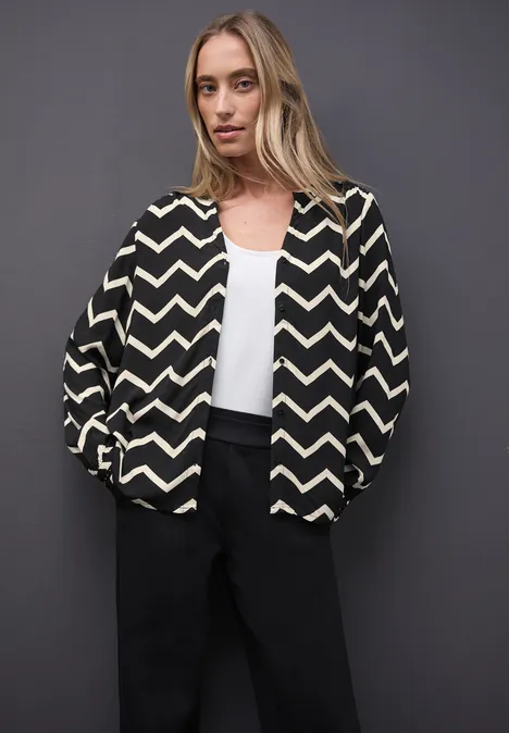 Bluse mit Zick-Zack-Muster Black