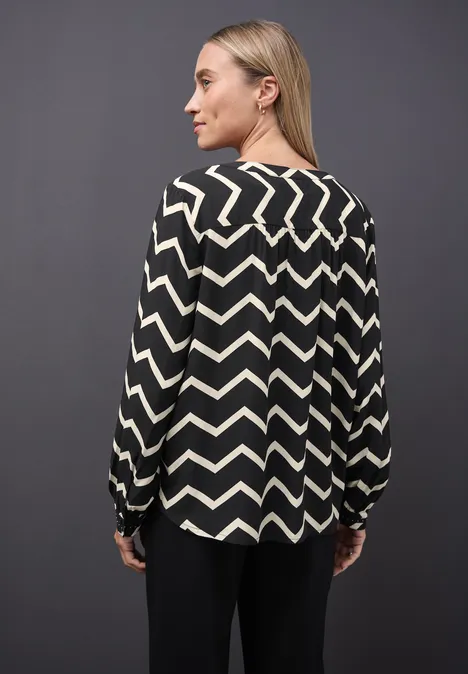 Bluse mit Zick-Zack-Muster Black