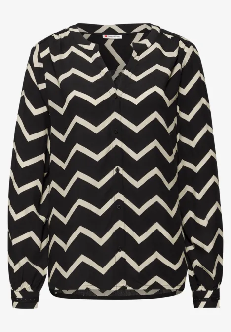 Bluse mit Zick-Zack-Muster Black