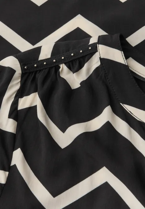 Bluse mit Zick-Zack-Muster Black
