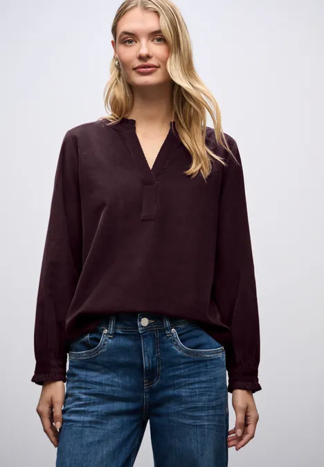 Cordbluse mit Rüschen jazz berry