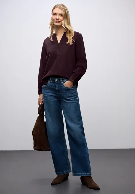 Cordbluse mit Rüschen jazz berry