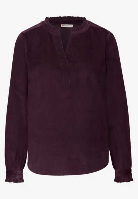 Cordbluse mit Rüschen jazz berry