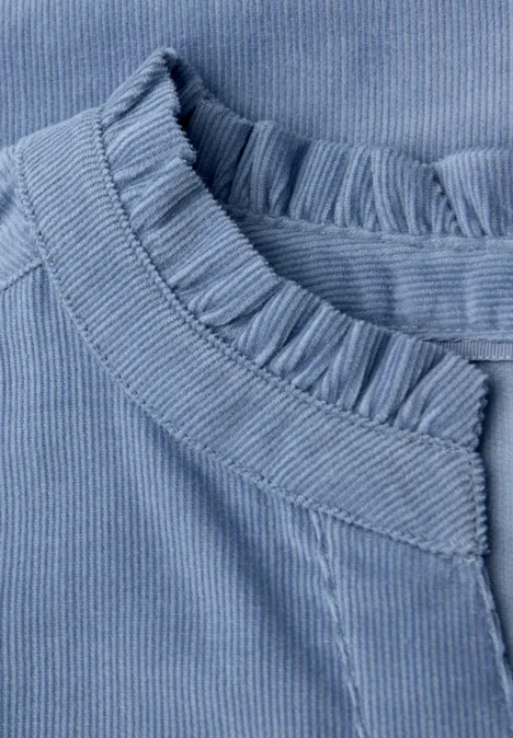 Cordbluse mit Rüschen overcast blue