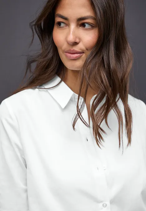 Hemdbluse in Unifarbe White