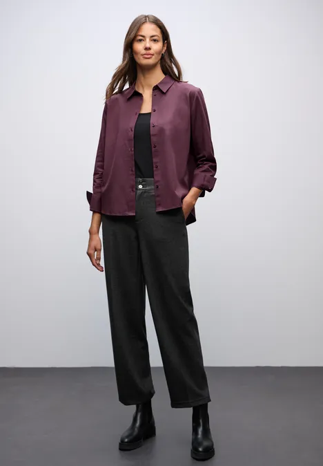 Hemdbluse in Unifarbe jazz berry