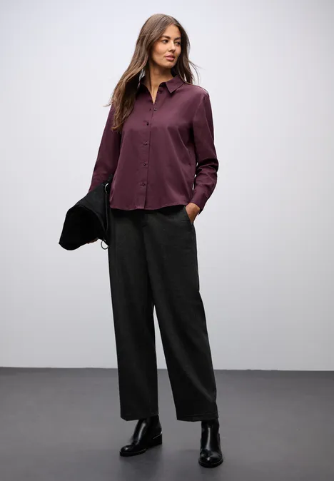 Hemdbluse in Unifarbe jazz berry