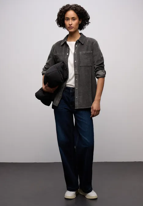 Cord Hemdbluse gravel grey