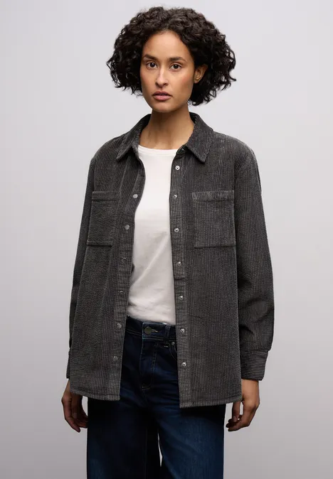 Cord Hemdbluse gravel grey