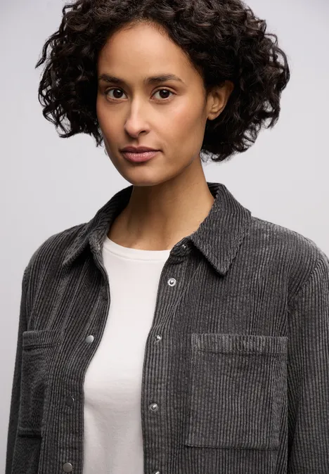 Cord Hemdbluse gravel grey