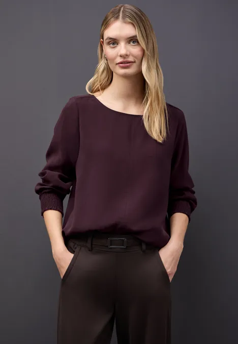Bluse mit Smok-Bündchen jazz berry