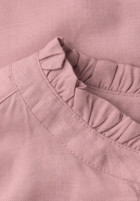 Gemêleerde blouse met ruches powder pink mel.