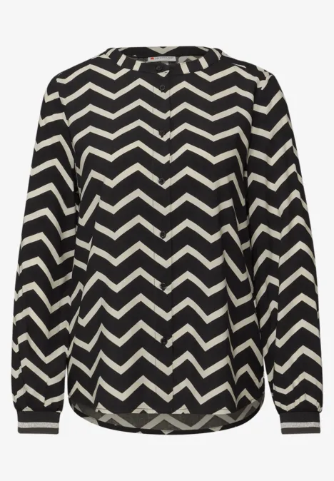 Bluse mit Zick-Zack-Muster Black