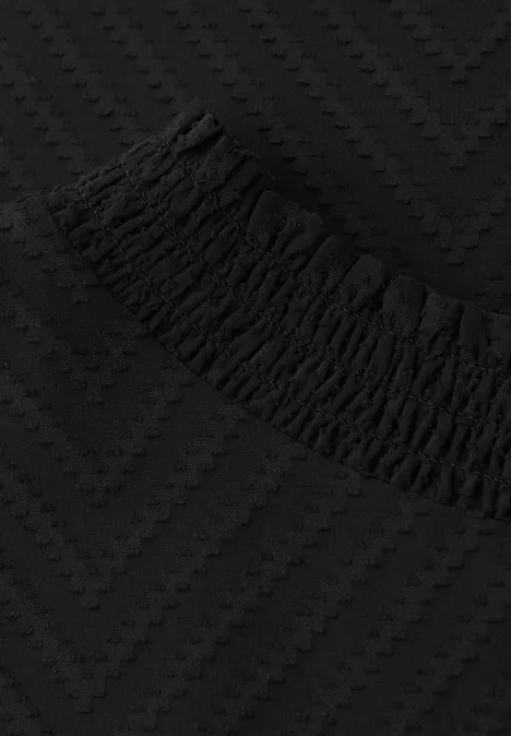 Smok-Detail Chiffon-Bluse Black