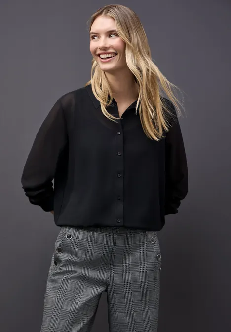Chiffon Hemdbluse Black