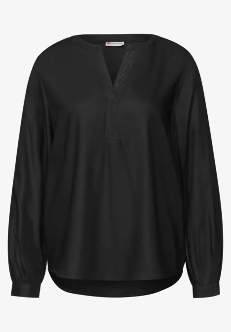 Blouse met glitterdetail Black Blouse met glitterdetail Black