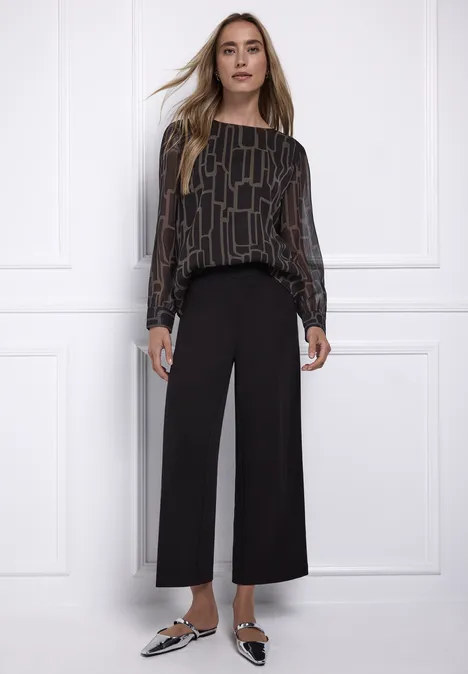 Gemusterte Chiffon Bluse darkest brown