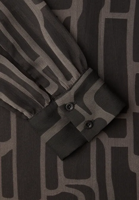 Gemusterte Chiffon Bluse darkest brown
