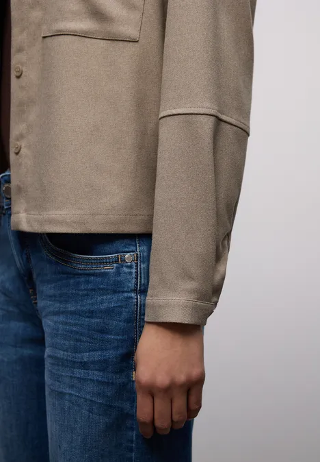 Overhemd blouse met zakken light terra mocha mel.