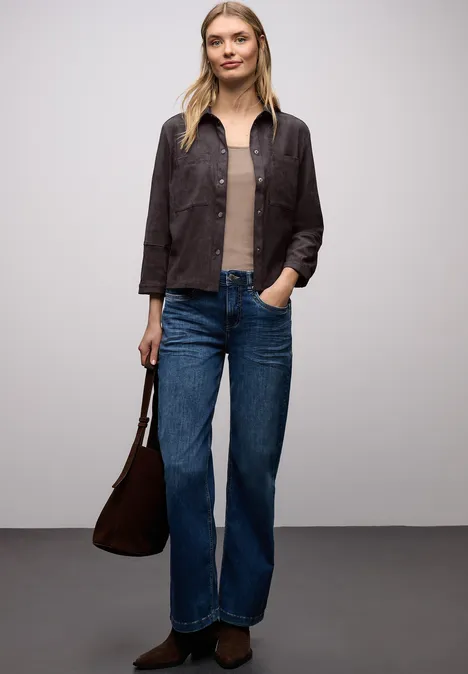 Velourshemdbluse darkest brown