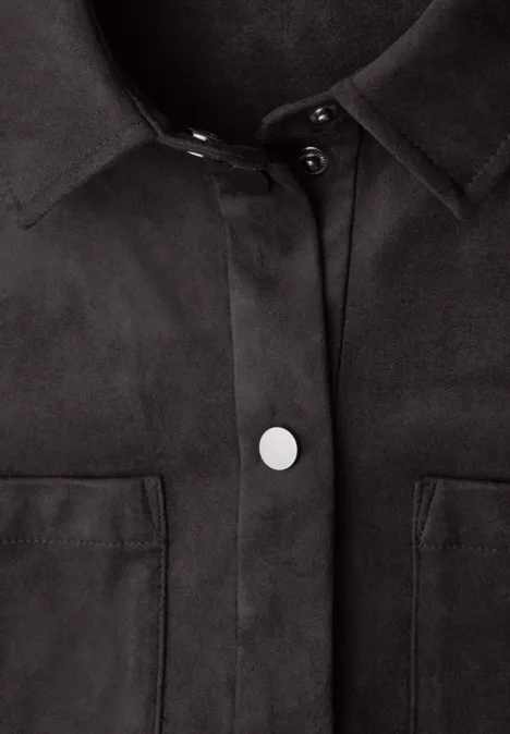 Velourshemdbluse darkest brown