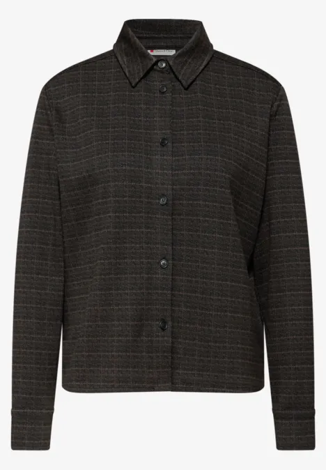 Karierte Jacquard Hemdbluse Black