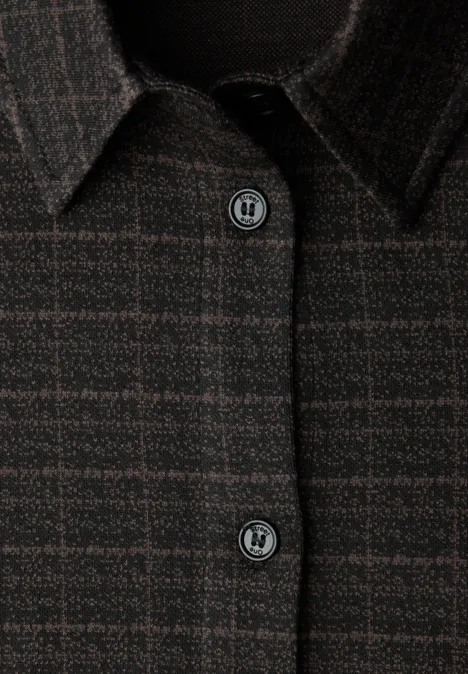 Karierte Jacquard Hemdbluse Black