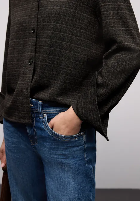 Karierte Jacquard Hemdbluse Black