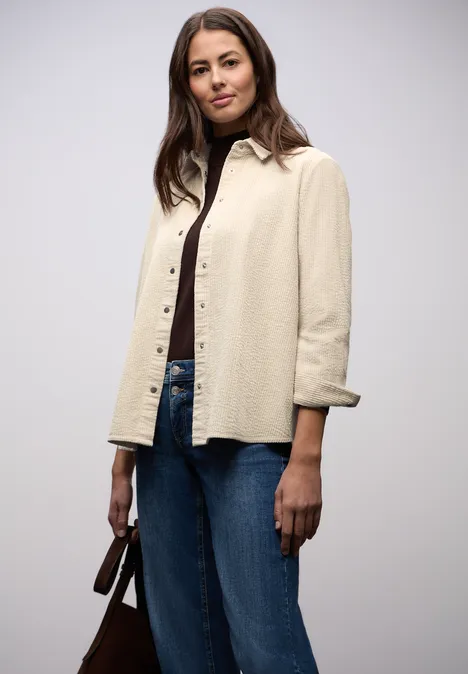 Lange Cord Hemdbluse cotton beige