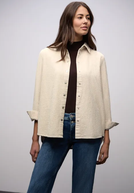 Lange Cord Hemdbluse cotton beige