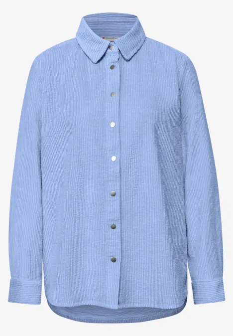 Lange corduroy overhemdblouse frosted blue