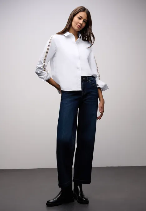 Overhemdblouse met getapete details White