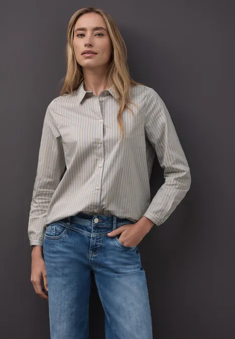 Gestreepte zakelijke blouse cotton beige
