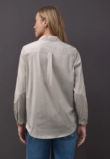 Gestreepte zakelijke blouse cotton beige