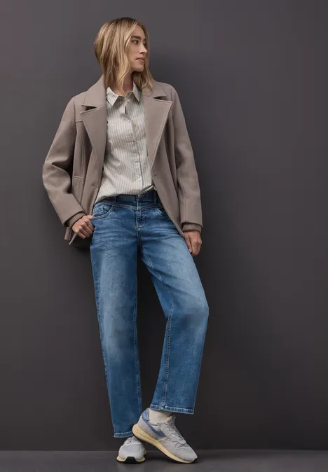 Gestreepte zakelijke blouse cotton beige