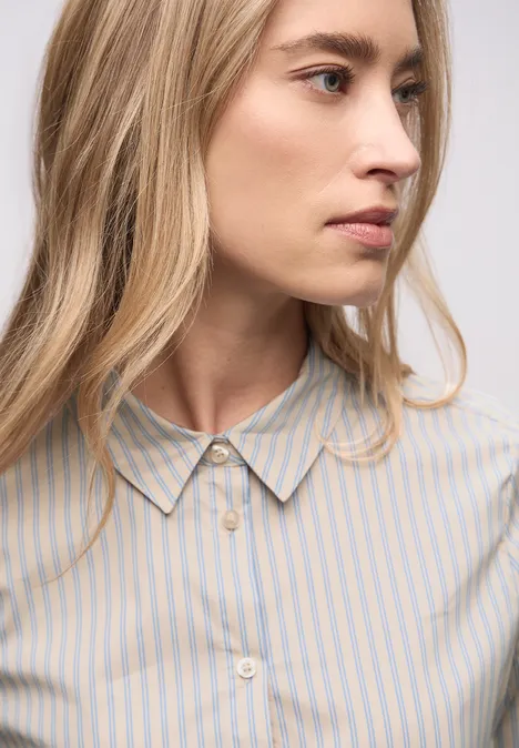 Gestreepte zakelijke blouse cotton beige