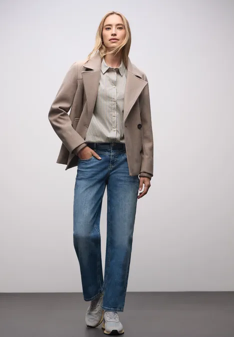 Gestreepte zakelijke blouse cotton beige