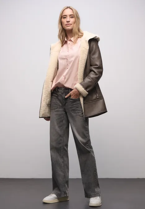 Gestreepte zakelijke blouse faded rose