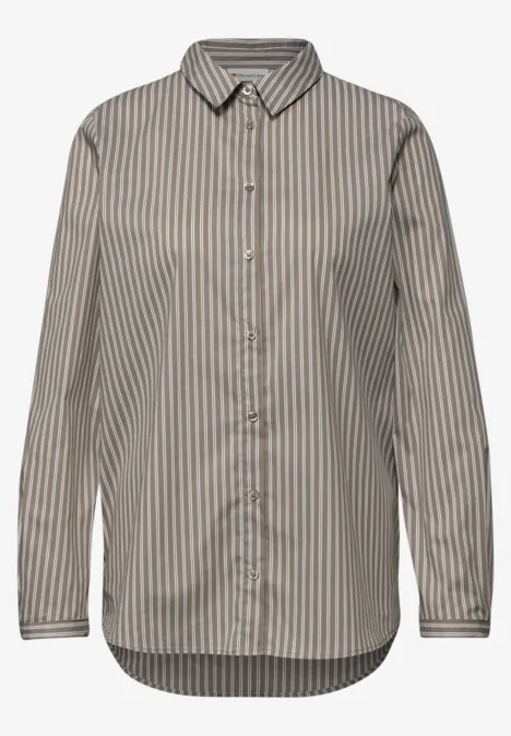 Gestreepte zakelijke blouse light terra mocha