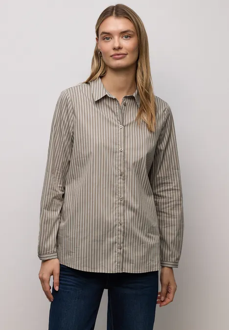 Gestreepte zakelijke blouse light terra mocha