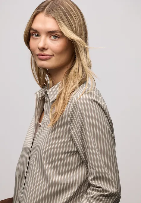 Gestreepte zakelijke blouse light terra mocha