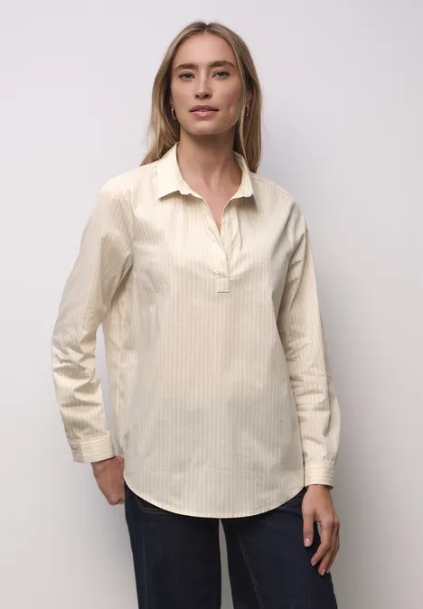 Gestreepte zakelijke blouse cotton beige