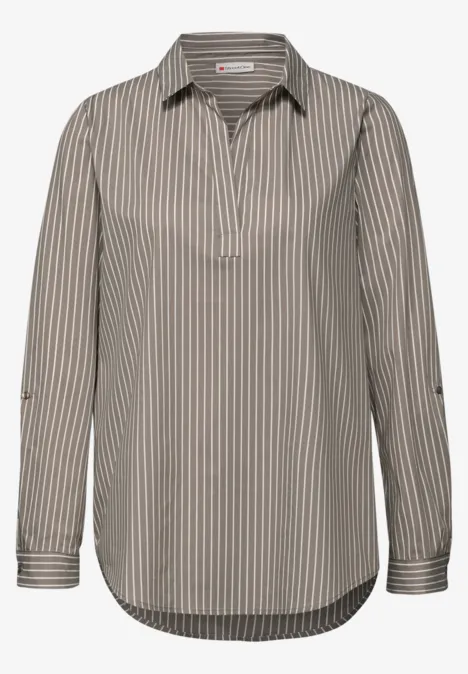 Gestreepte zakelijke blouse light terra mocha