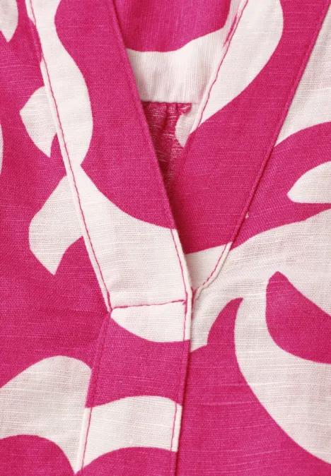 Bluse mit Split Neck aus Leinenmix magenta dream