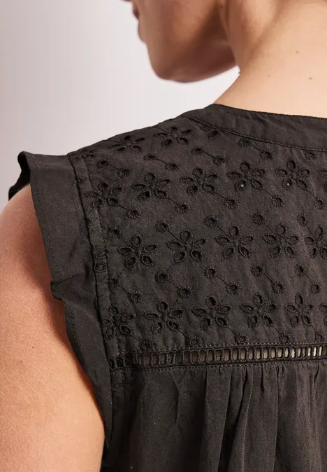 Top chemisier à col fendu avec détails shiffley espresso brown