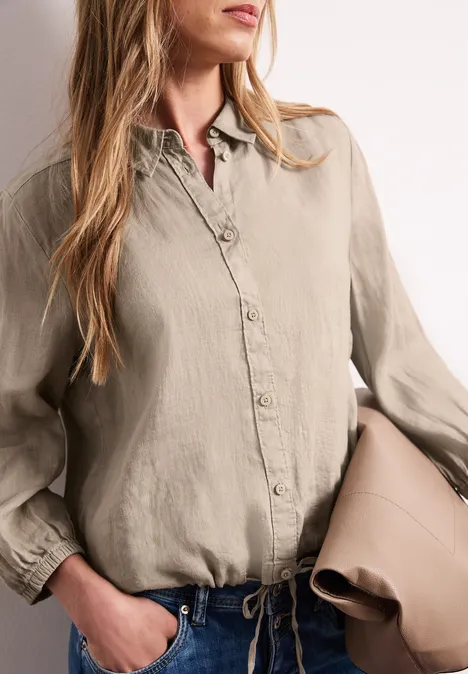3/4-Arm Hemdbluse aus Leinen timeless beige