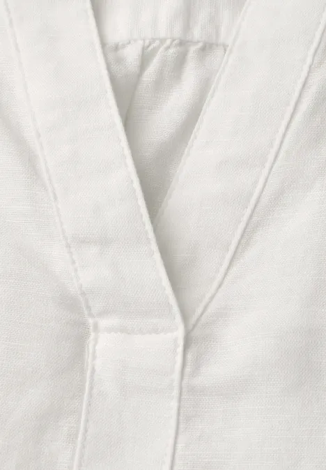 Blouse met gespleten hals van linnenmix off white