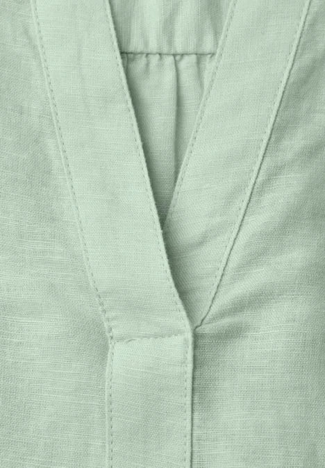 Blouse à col fendu en lin mélangé soft jade green Blouse à col fendu en lin mélangé soft jade green