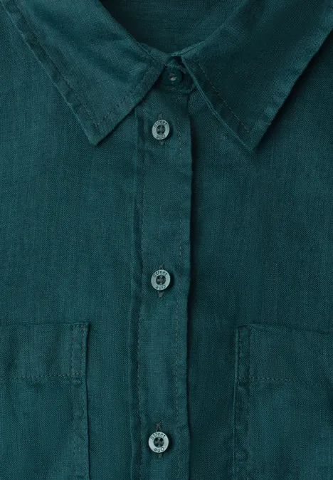 Langarm Bluse mit Brusttaschen dark garden green