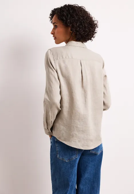 Langarm Bluse mit Brusttaschen timeless beige